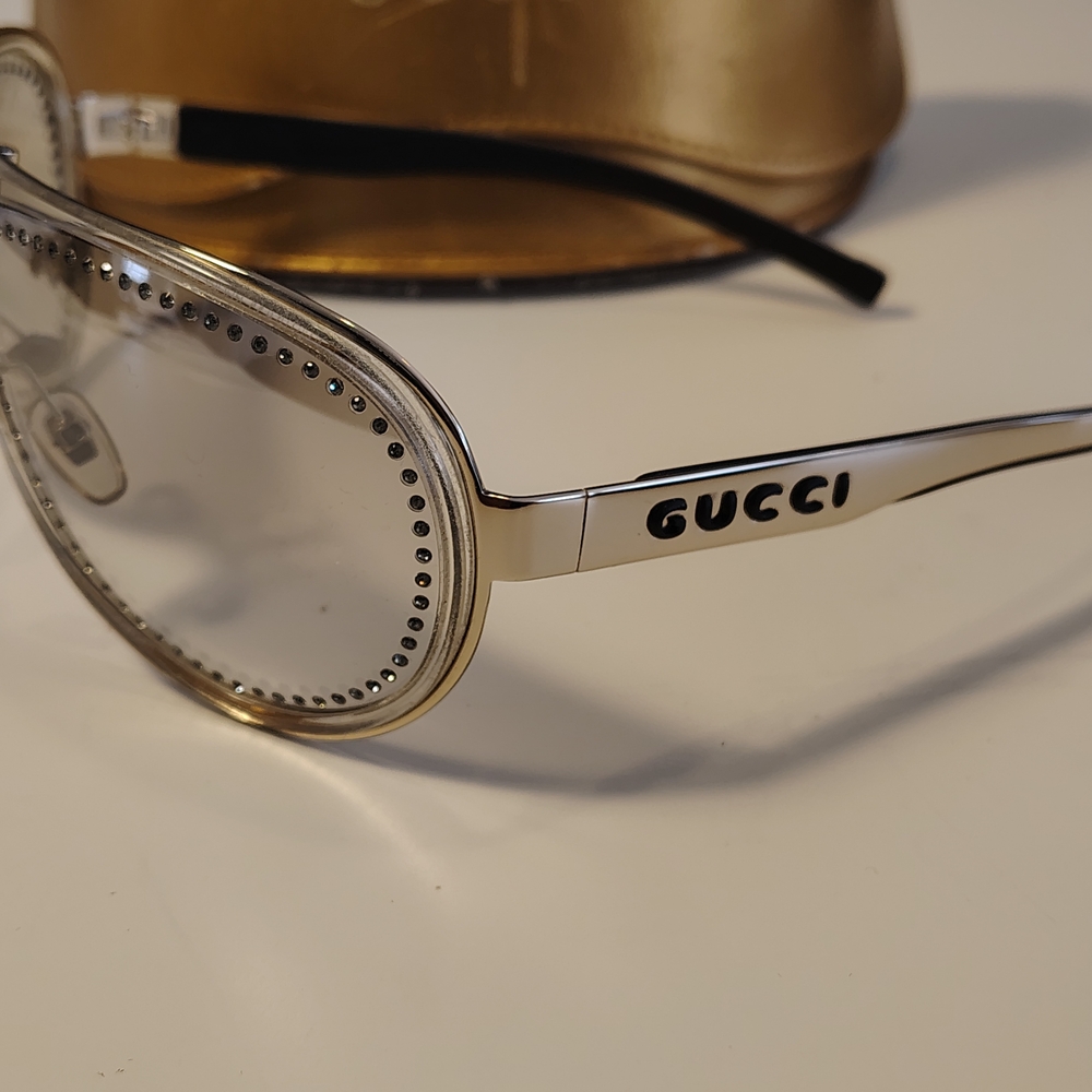 Vintage GUCCI Crystal-Trim Aviator Sunglasses - Picture 2 of 5